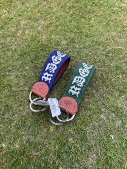 Leather Needlepoint Key Fob