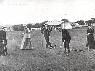 Ladies and gents pictured putting at Royal Dornoch in 1903.