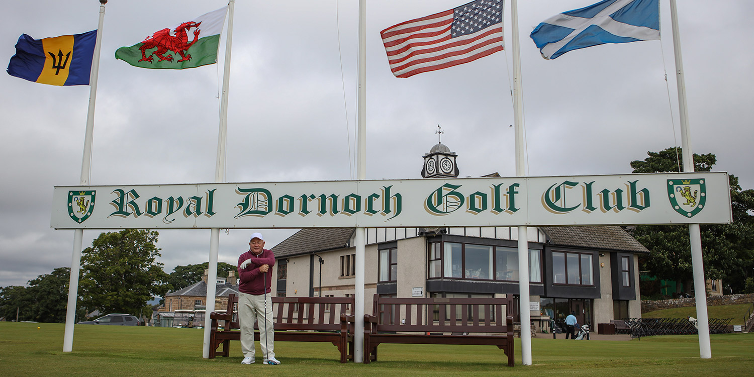 Ian Woosnam at Royal Dornoch flags
