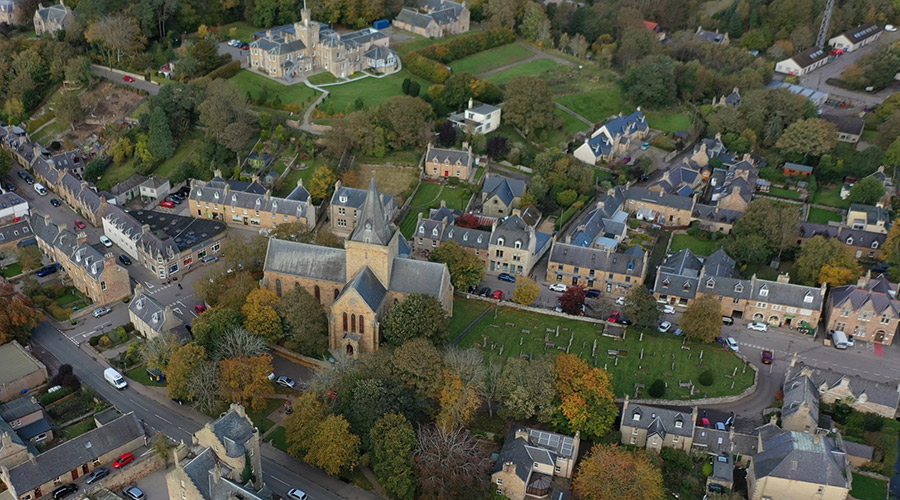 Dornoch Cathedral aerial view
