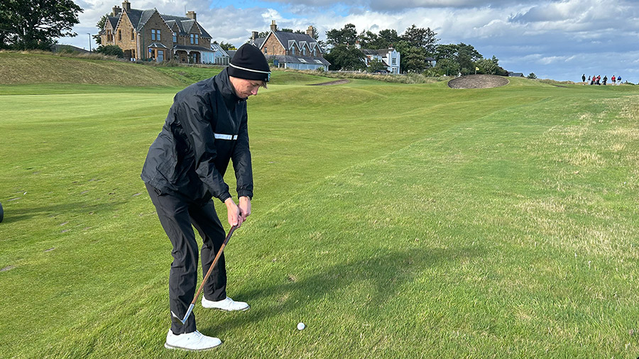Royal Dornoch Golf Club junior captain Kieran Allan with hickory golf clubs