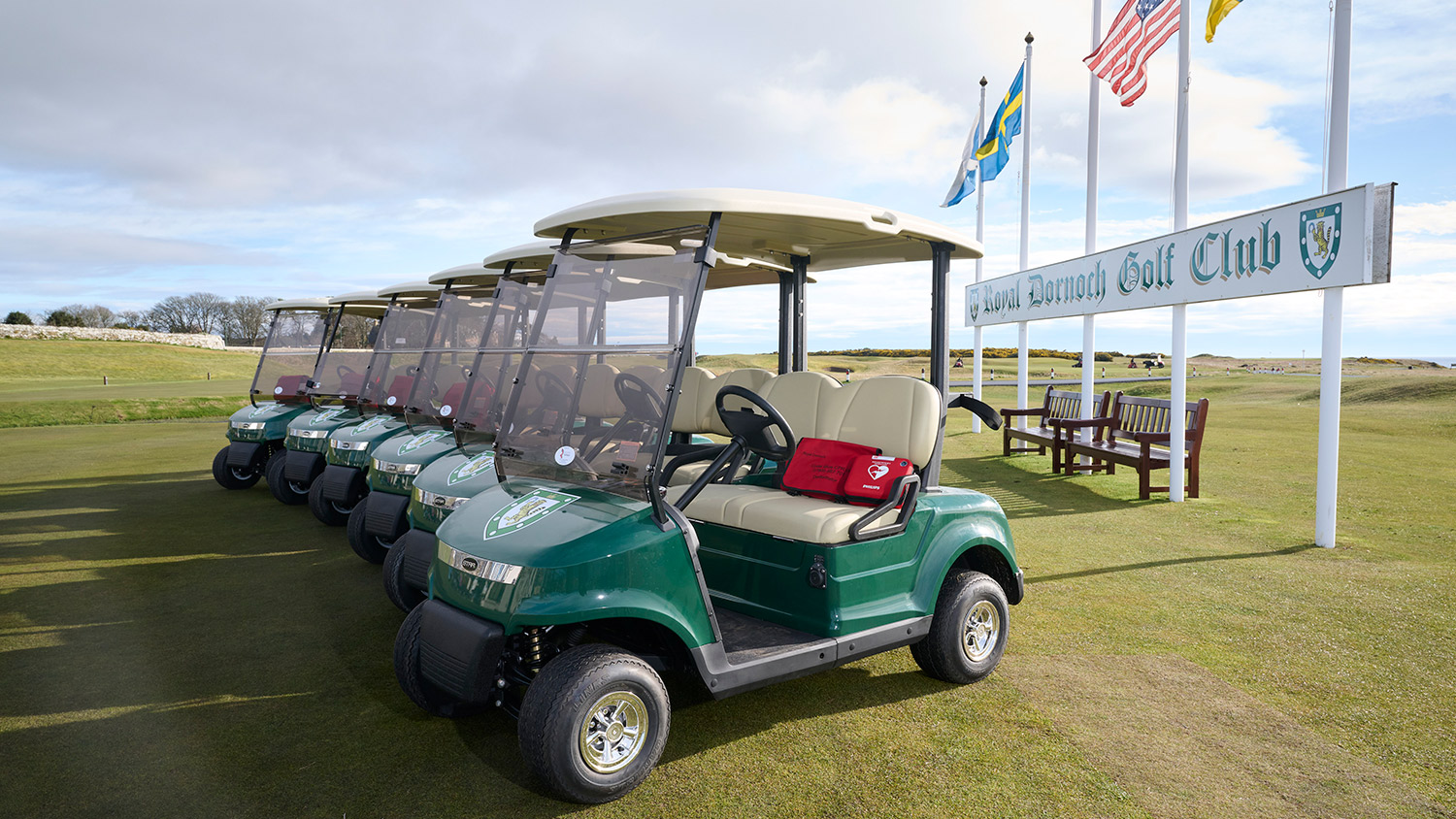 Defibrillators on Royal Dornoch's buggies