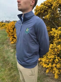 Perth 1/4 Zip Loop Terry Mel - Navy