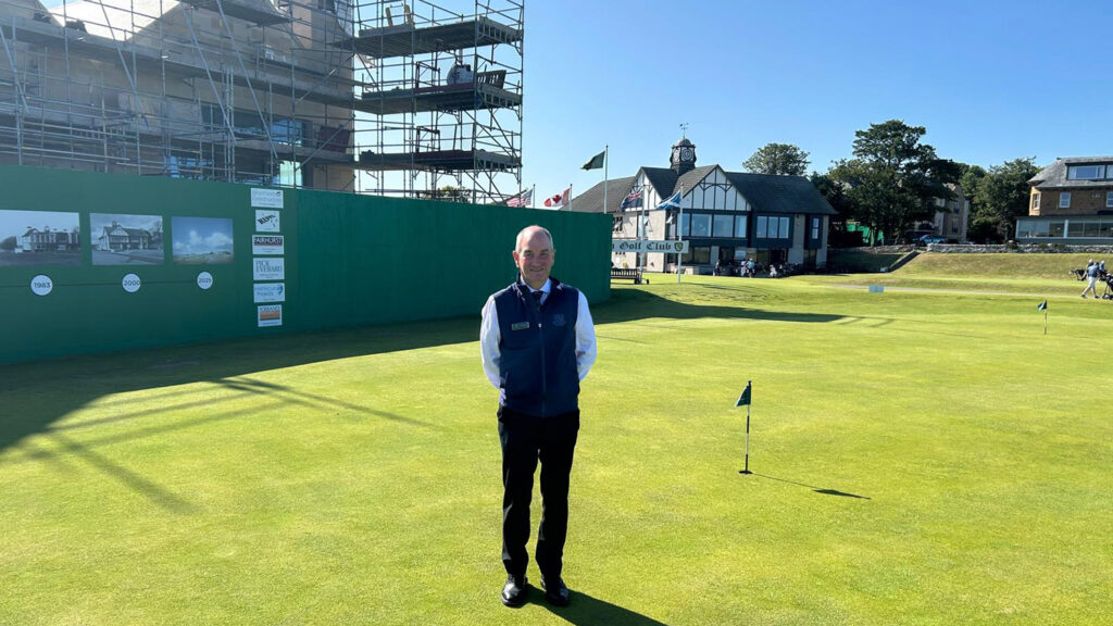 General manager Neil Hampton with the new and current clubhouse in the background.