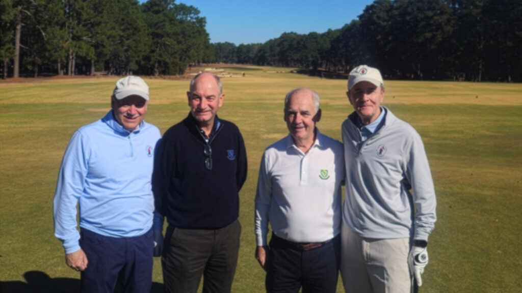 Pinehurst Mayor Pat Pizzella and his predecessor John Strickland flank Neil Hampton and David Bell at Pinehurst No 2