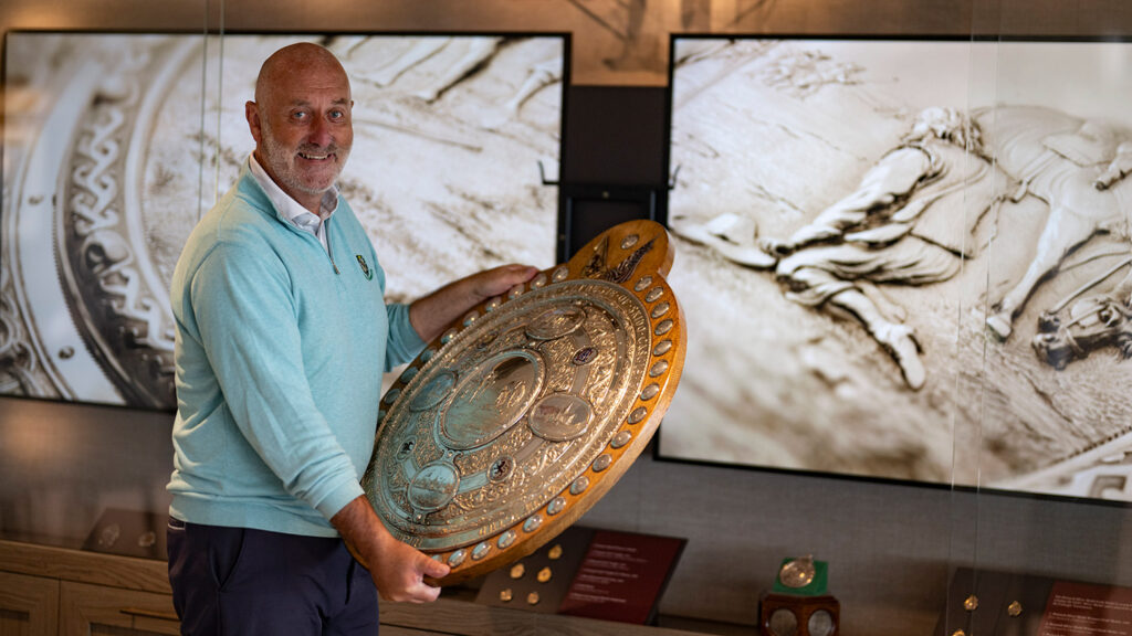 Royal Dornoch Captain Gary Bethune with the Carnegie Shield